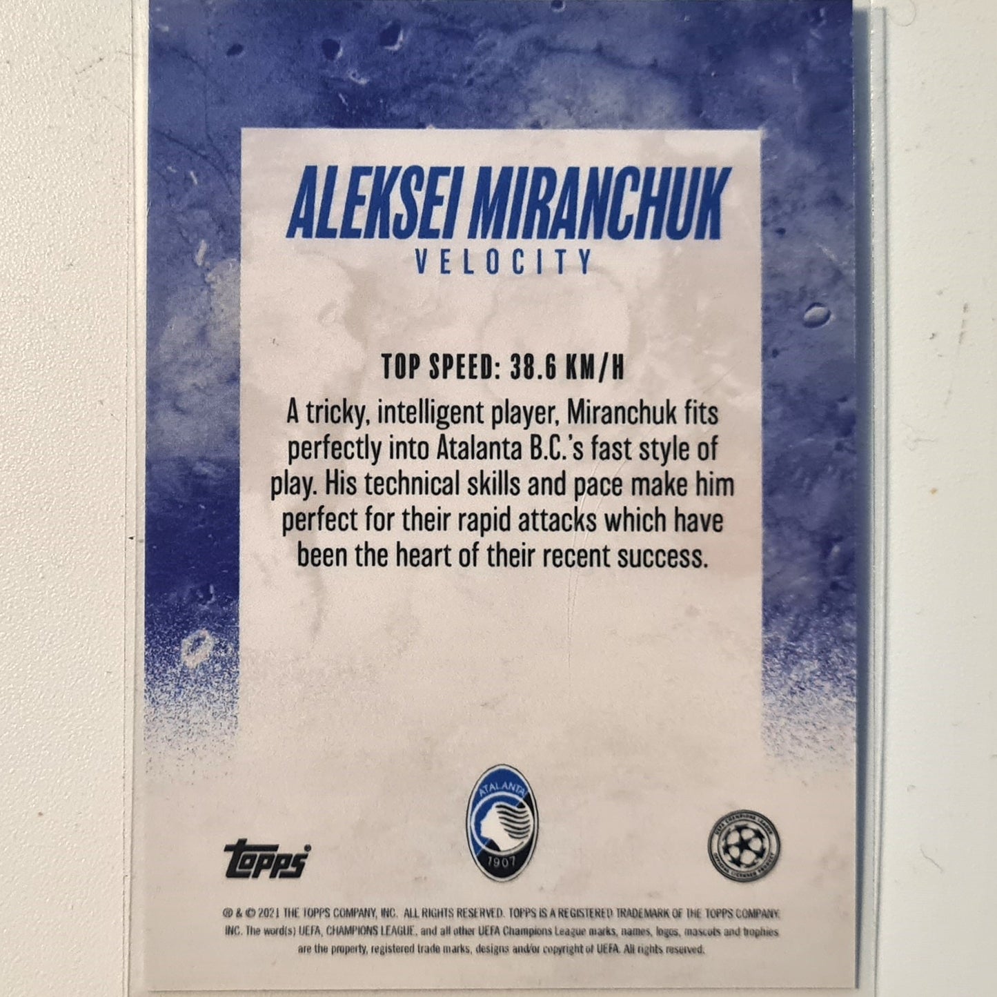 Aleksei Miranchuk 2021 Topps Alphonso Davies curated set Velocity Football Atalanta Excellent-Mint Sleeved