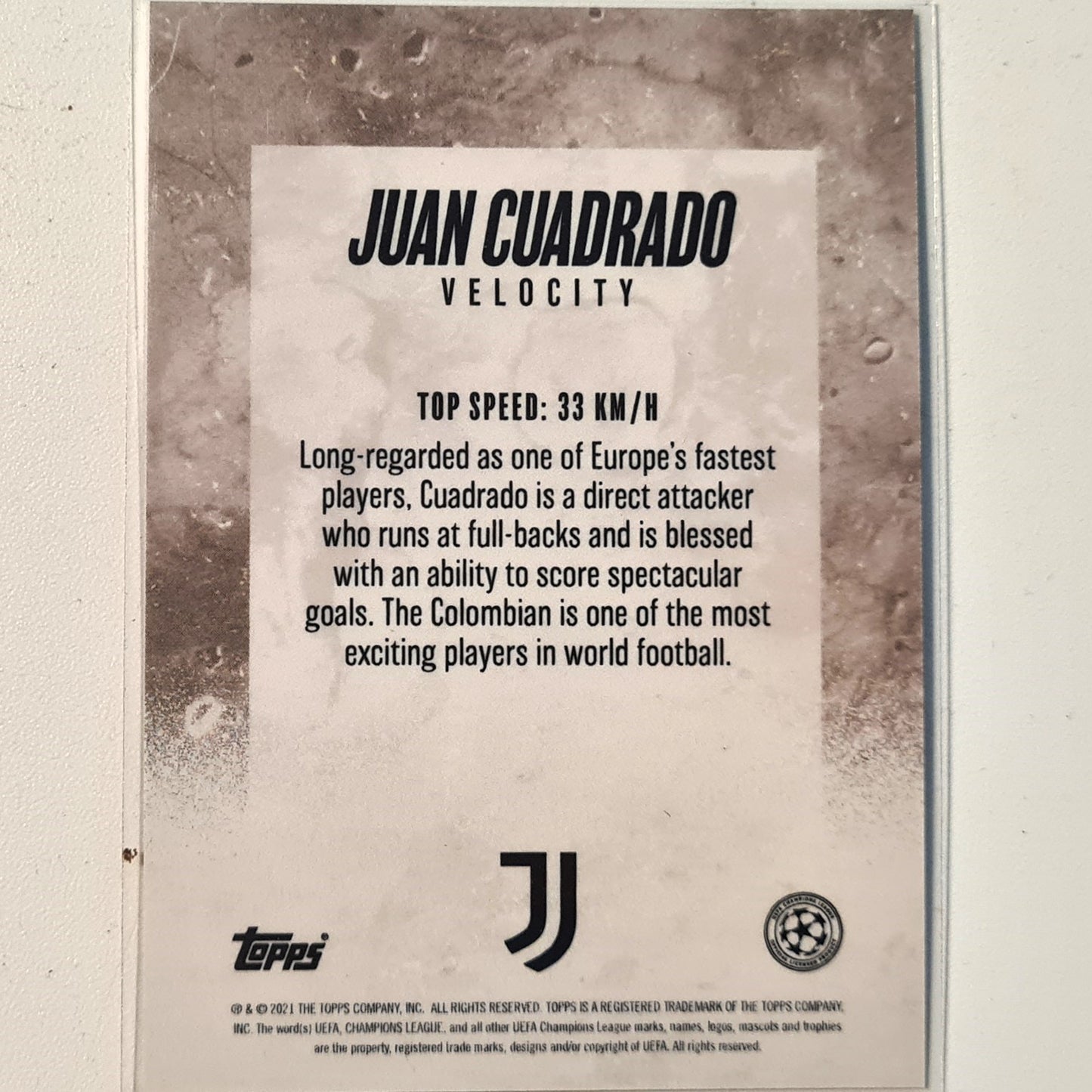 Juan Cuadrado 2021 Topps Alphonso Davies curated set Velocity Football Juventus Excellent-Mint Sleeved