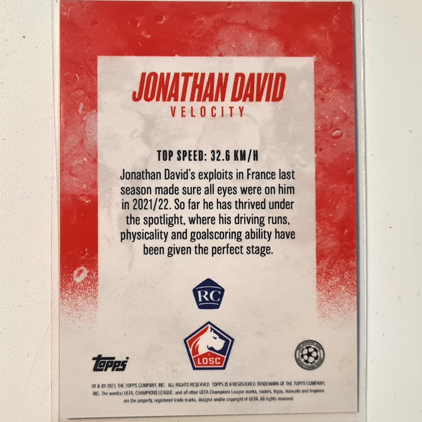 Jonathan David Rookie rc 2021 Topps Alphonso Davies curated set Velocity Football LOSC Excellent-Mint Sleeved