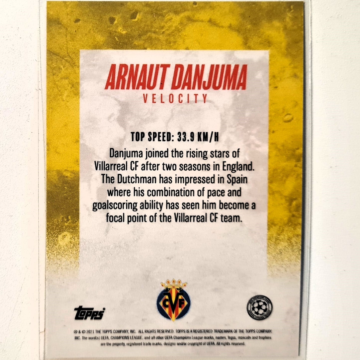 Arnaut Danjuma 2021 Topps Alphonso Davies curated set velocity Football Villarreal Excellent-Mint Sleeved