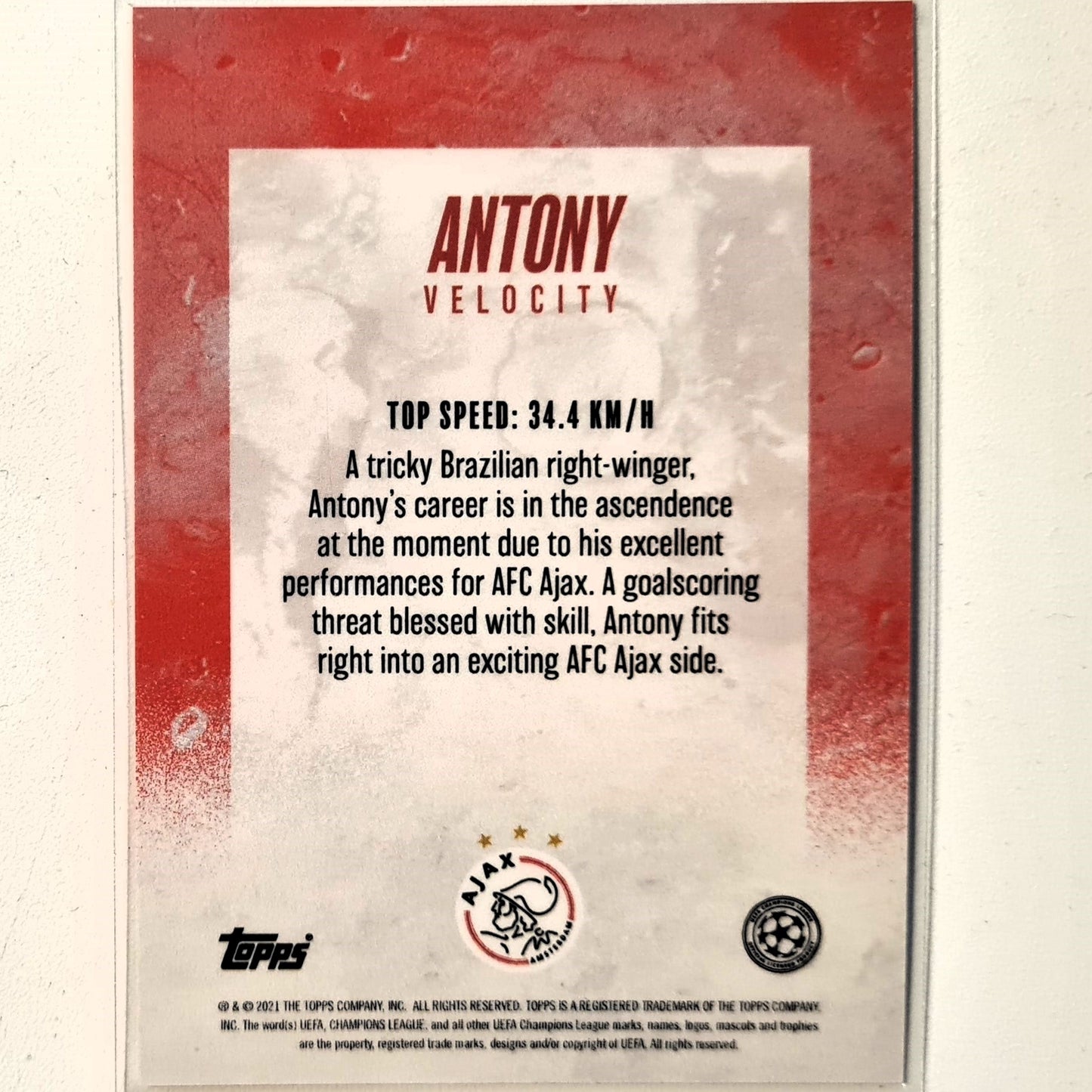 Antony 2021 Topps Alphonso Davies curated set Velocity Football Ajax Excellent-Mint Sleeved