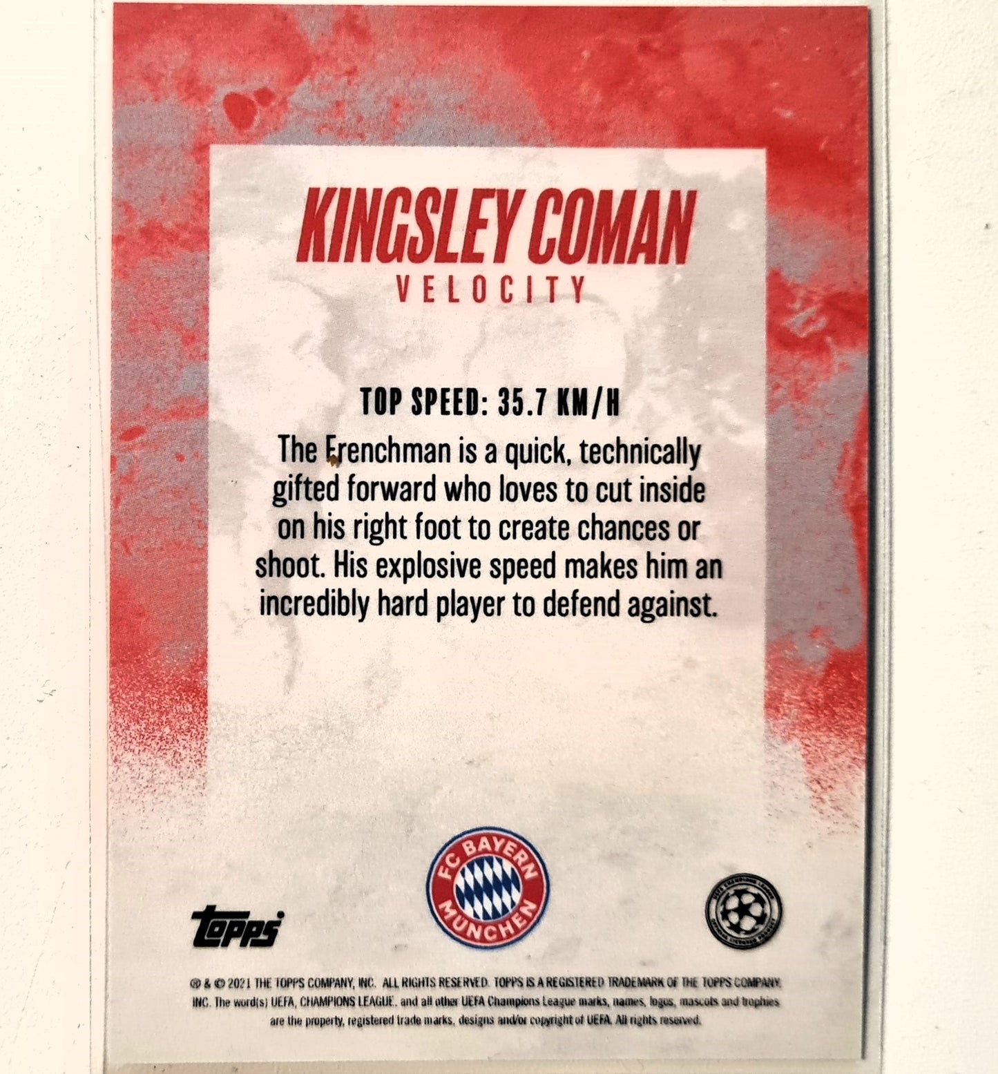 Kingsley Coman 2021 Topps Alphonso Davies curated set Velocity Soccer Football Bayern Munich Excellent-Mint Sleeved