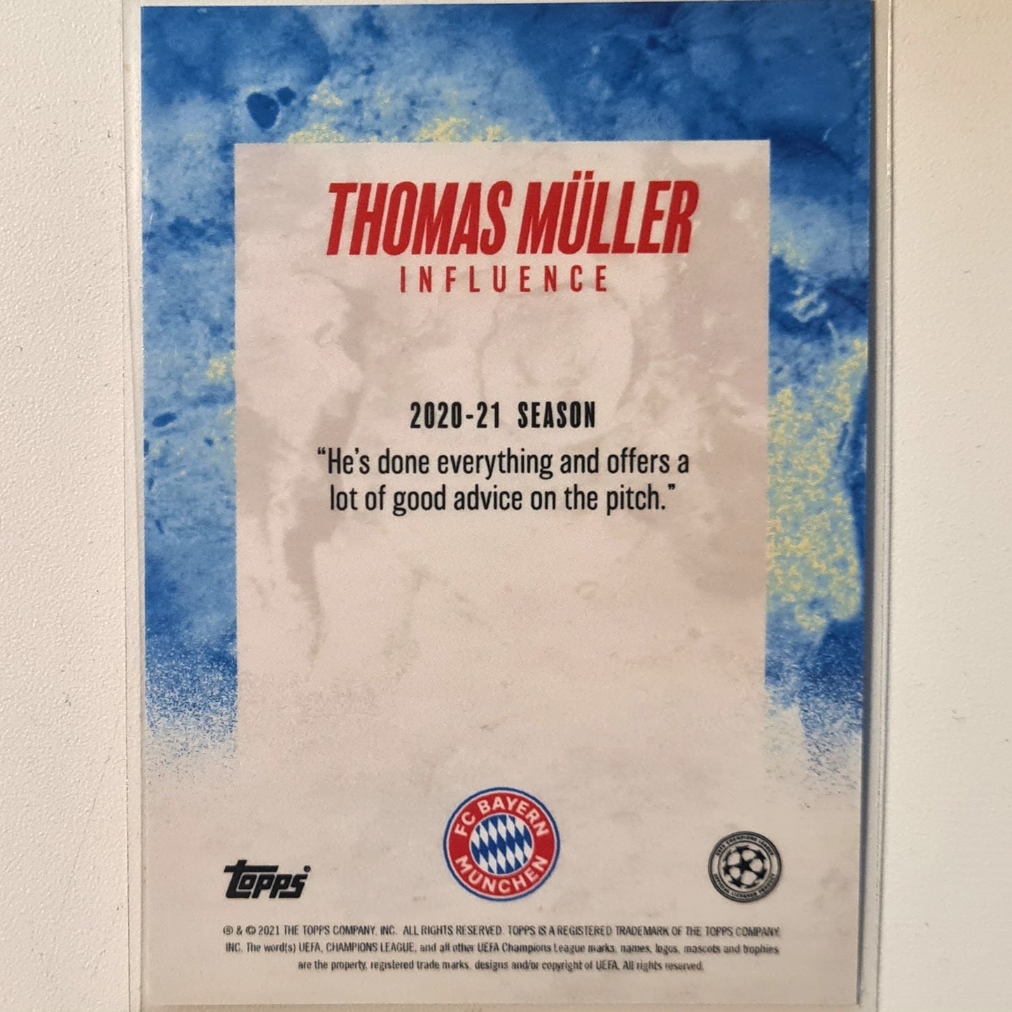 Thomas Muller 2021 Topps Alphonso Davies Curated set Influence Soccer Football Bayern Munich Excellent-Mint Sleeved