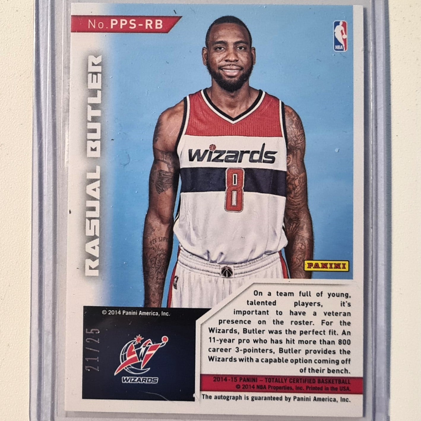 Rasual Butler 2014-15 Panini totally certified present potential auto numbered 21/25 PPS-RB NBA Basketball Washington Wizards Excellent/mint sleeved