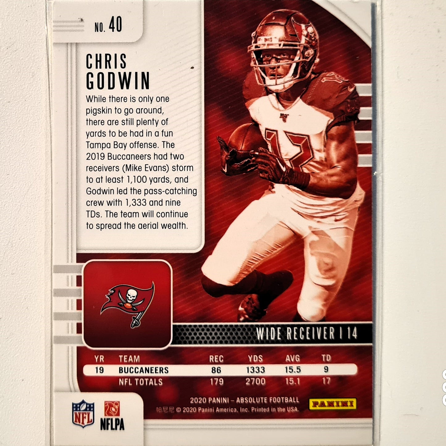 Chris Godwin 2020 Panini Absolute Football #40 NFL American Football Tampa bay Buccaneers Excellent sleeved