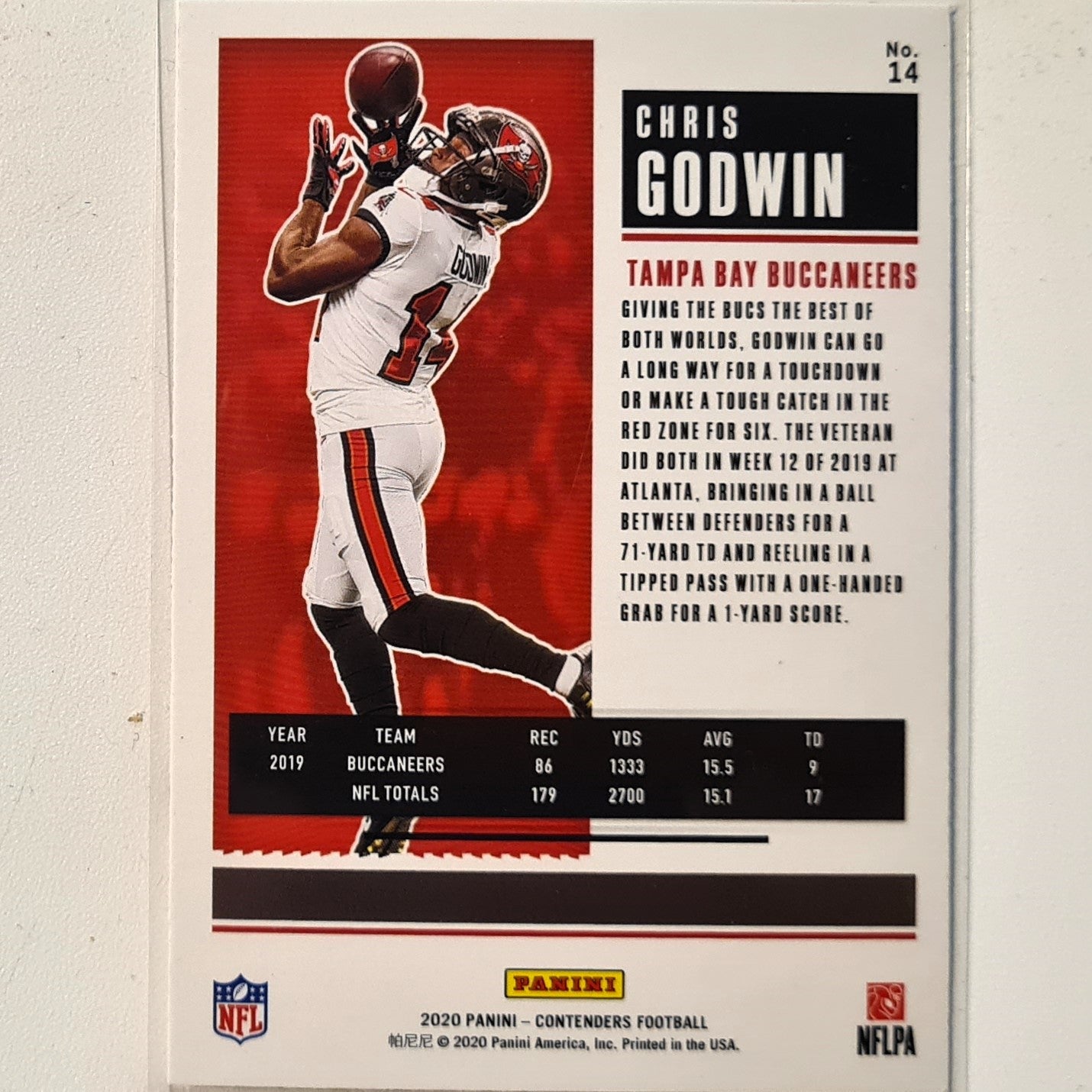 Chris Godwin 2020 Panini Contenders Football #14 NFL American Football Tampa bay Buccaneers Excellent sleeved