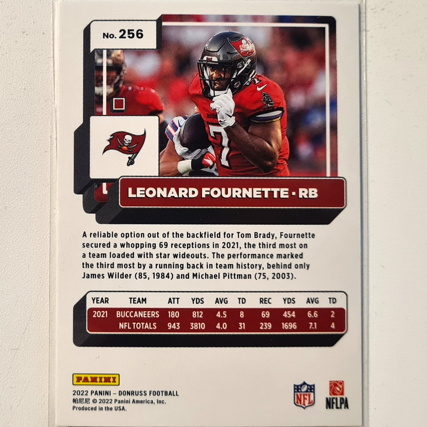 Leonard Fournette 2022 Panini Donruss Football #256 NFL American Football Tampa bay Buccaneers Excellent sleeved