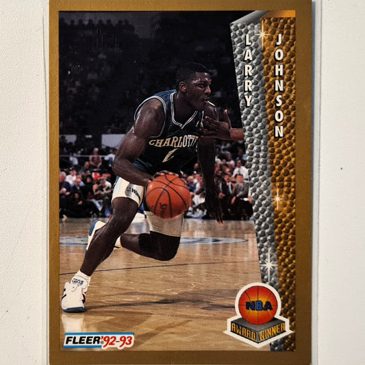 Larry Johnson 1992 Fleer 92-93  Rookie of the year award #247  NBA Basketball Charlotte Hornets Excellent sleeved