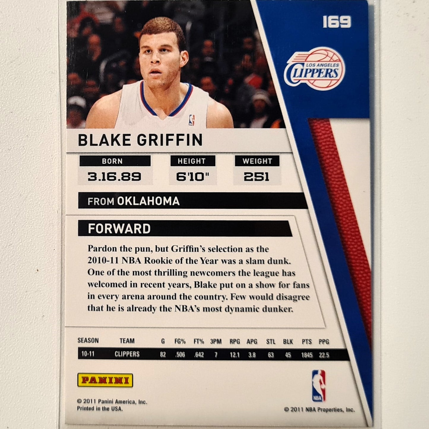 Blake Griffith 2011 Panini Season Update  #169 NBA Basketball LA Clippers very good sleeved