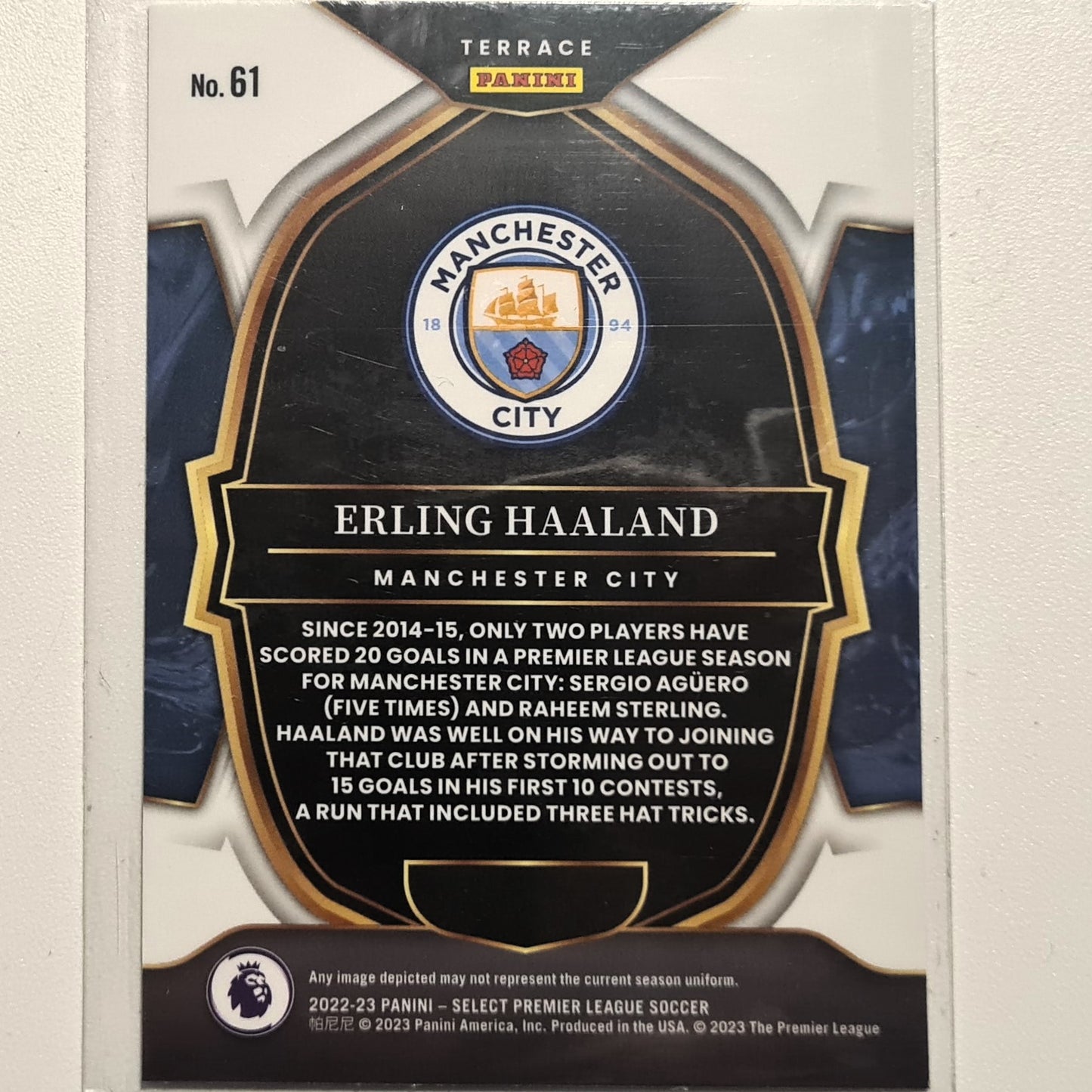 Erling Haaland 2023 Panini Select premier league terrace #61 Soccer Football Manchester city Excellent/mint Sleeved