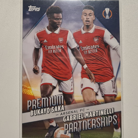 Bukayo Saka Gabriel Martinelli 2023 Topps Partnerships PP-15 Soccer Football Arsenal Excellent-Mint Sleeved