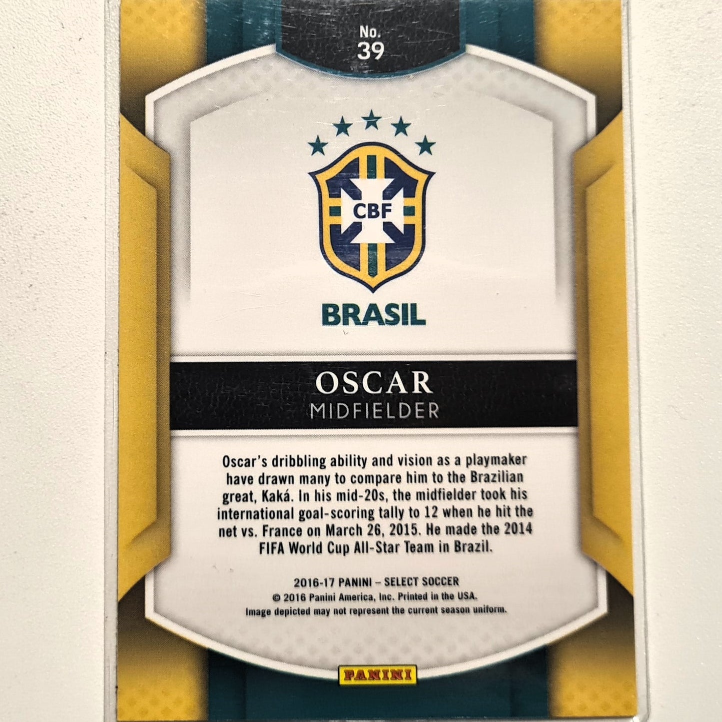 Oscar 2016-17 Panini Select  soccer Multi colour variant #39 Soccer Football Brazil Excellent-Mint Sleeved