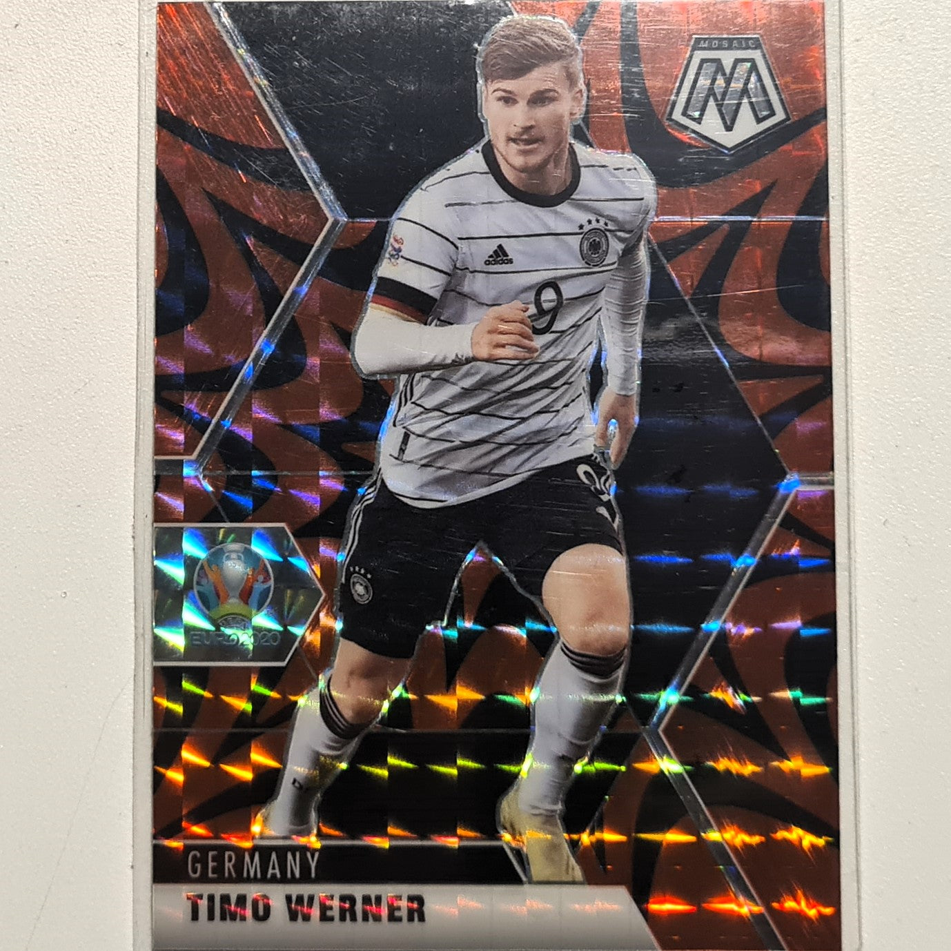 Timo Werner 2021 Panini Mosaic RED HOLO UEFA 2020 #124 Soccer Football Germany Excellent-Mint Sleeved