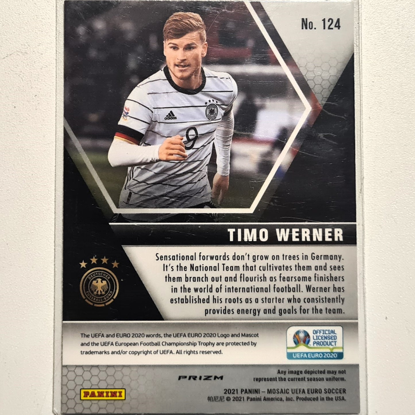 Timo Werner 2021 Panini Mosaic RED HOLO UEFA 2020 #124 Soccer Football Germany Excellent-Mint Sleeved