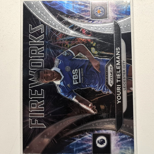 Youri Tielemans 2022-23 Panini Prizm Premier League Fireworks #27 Soccer Football Leicester City Excellent-Mint Sleeved