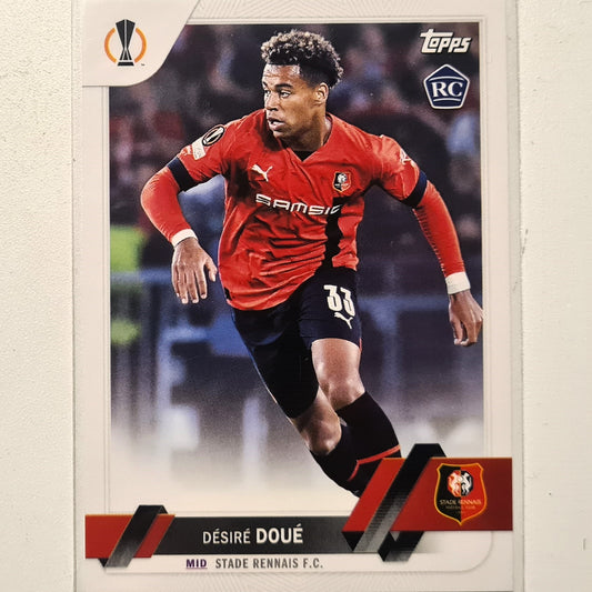 Desire Doue 2023 Topps Europa League Rookie RC #48 Soccer football Stade Rennais Mint sleeved