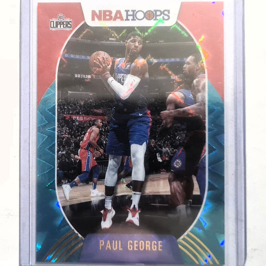Paul George 2020-21 Panini NBA Hoops teal blue red holo #97 NBA Basketball LA Clippers Excellent/mint sleeved