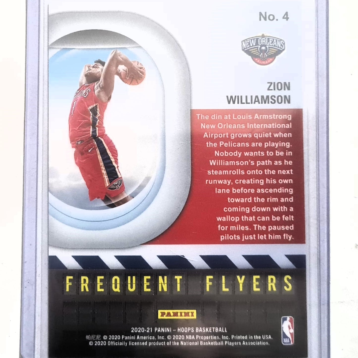 Zion Williamson 2020-21 Panini NBA Hoops Frequent Flyers #4 NBA Basketball New Orleans Pelicans Excellent/mint sleeved