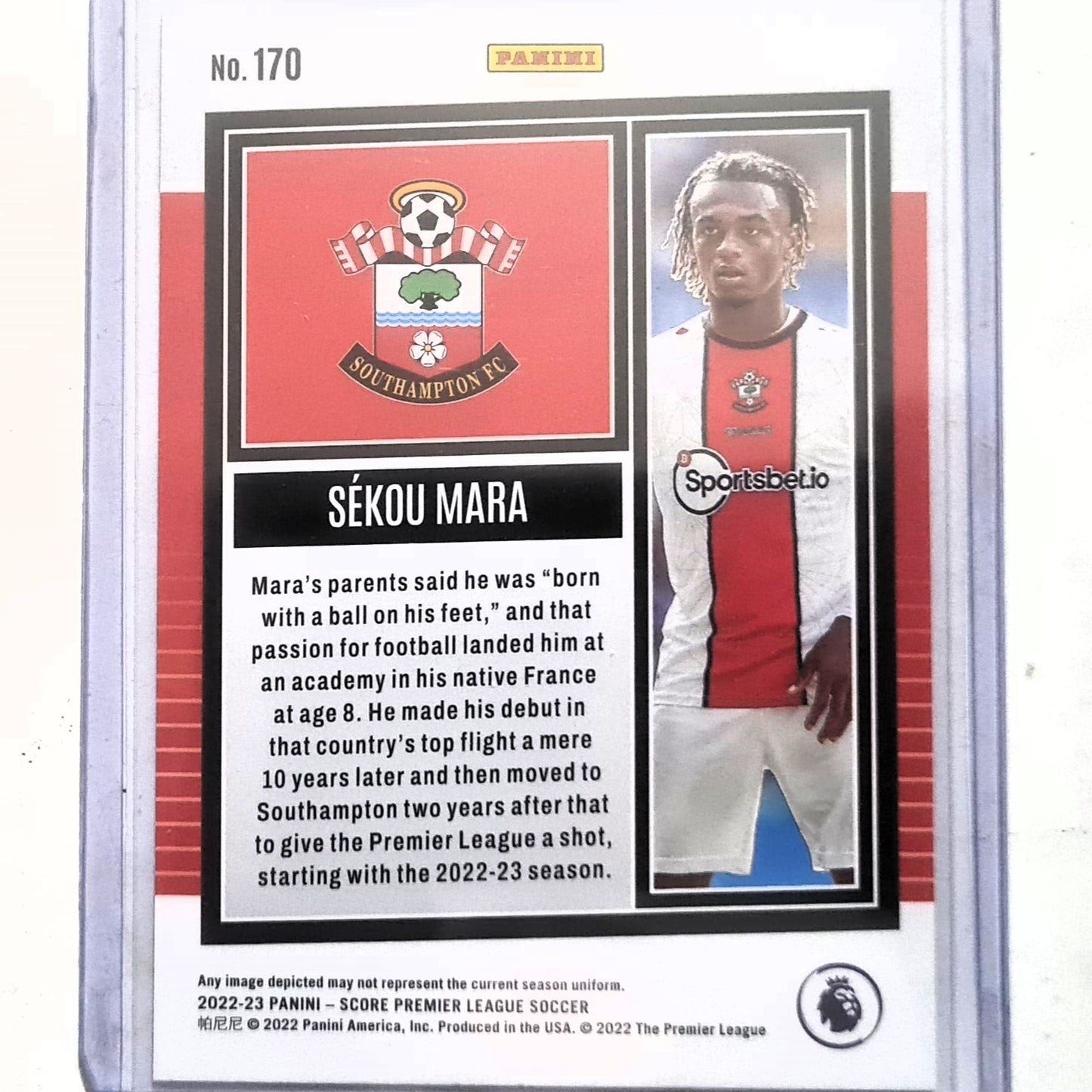 Sekou Mara 2022-23 Panini score premier league Rookie RC holo silver laser #170 Soccer Football Southampton Excellent/mint sleeved