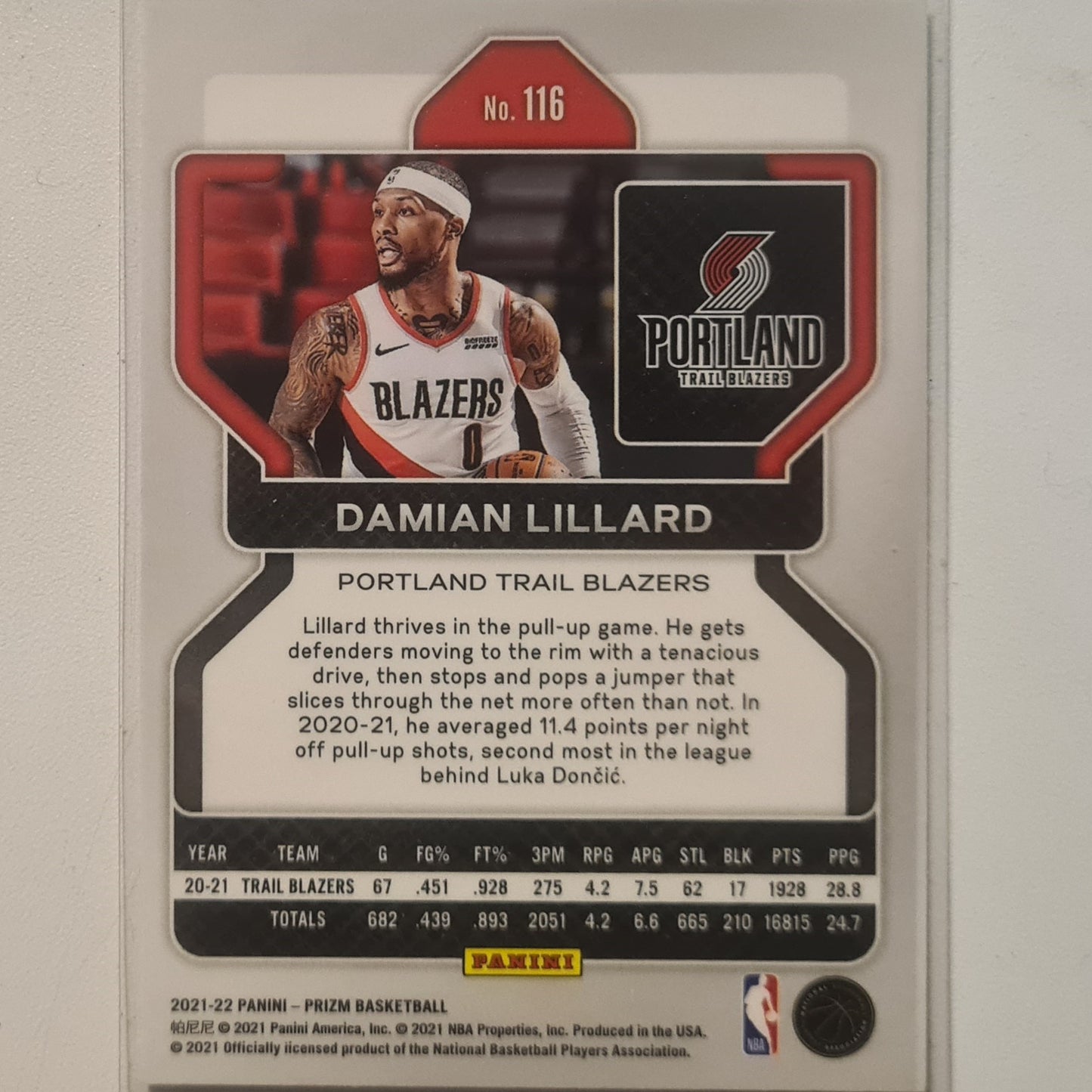 Damian Lillard 2022-23 Panini NBA Hoops #116 NBA Basketball Portland Trail Blazers mint sleeved