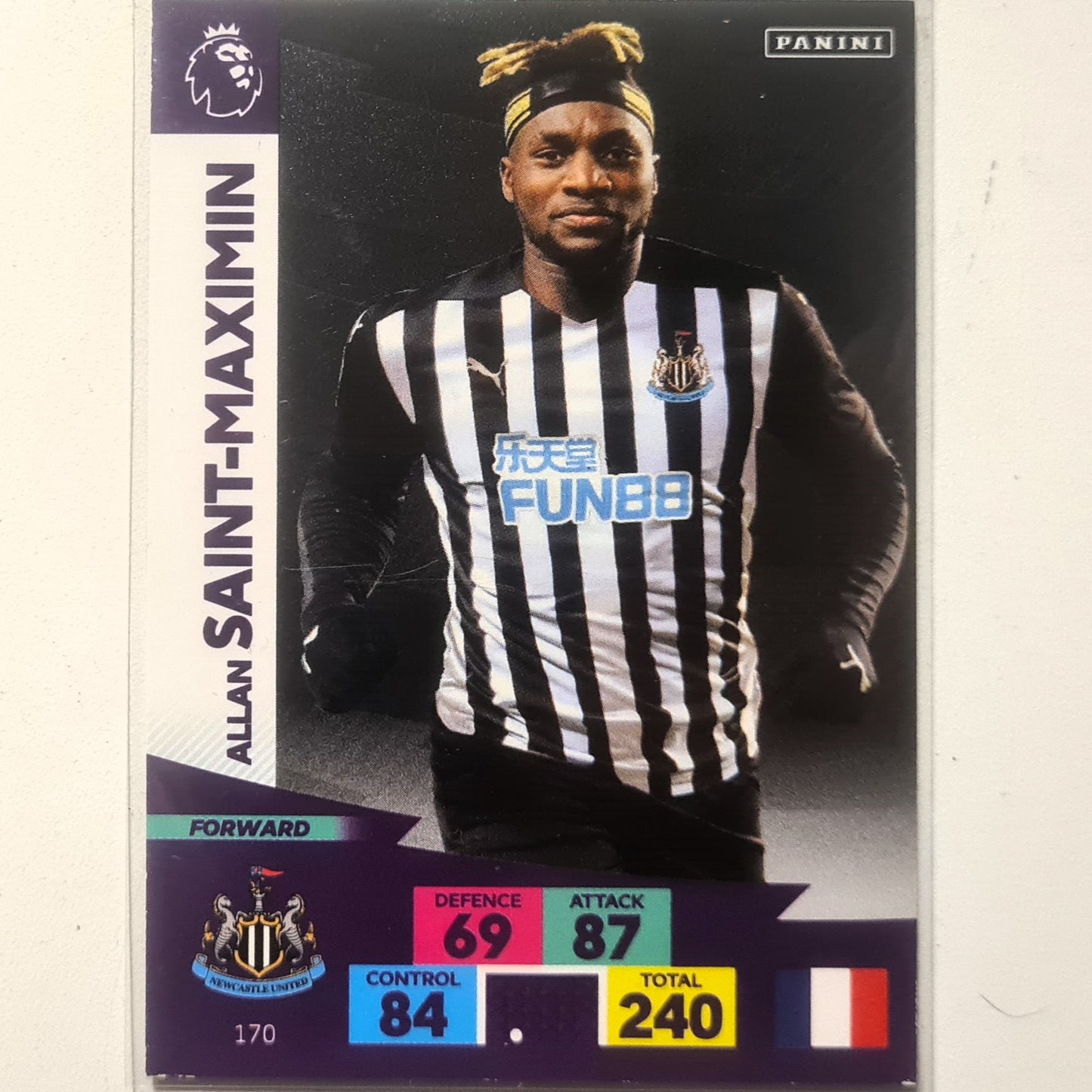 Allan Saint-Maximin 2020-21 Panini Adrenalyn XL #170  Soccer Football Newcastle United good sleeved