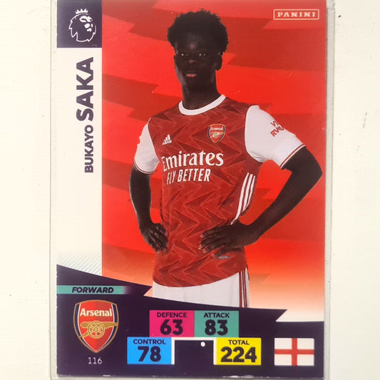 Bukayo Saka 2020-21 Panini Adrenalyn XL #116  Soccer Football Arsenal good sleeved