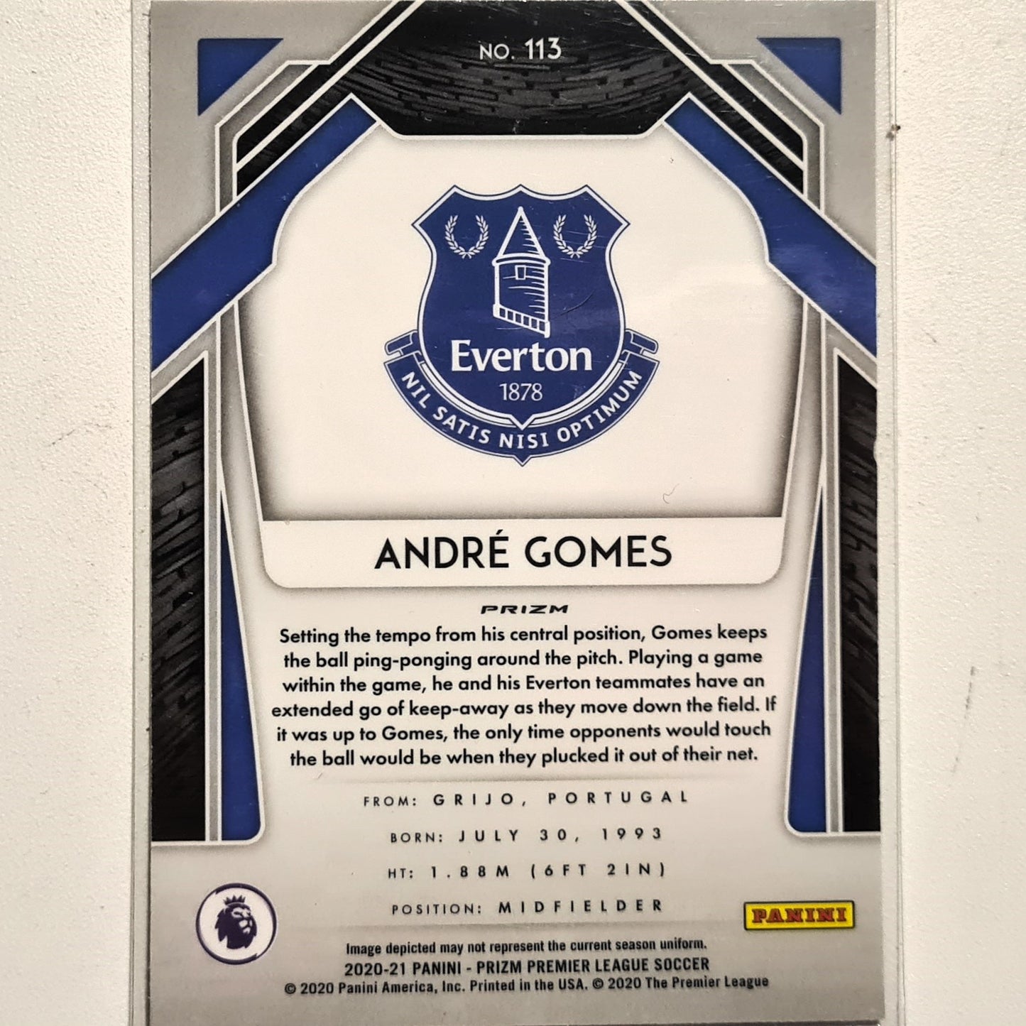 Andre Gomes 2020-21 Panini Prizm pink cracked ice #113 Soccer Football Everton Excellent/mint Sleeved