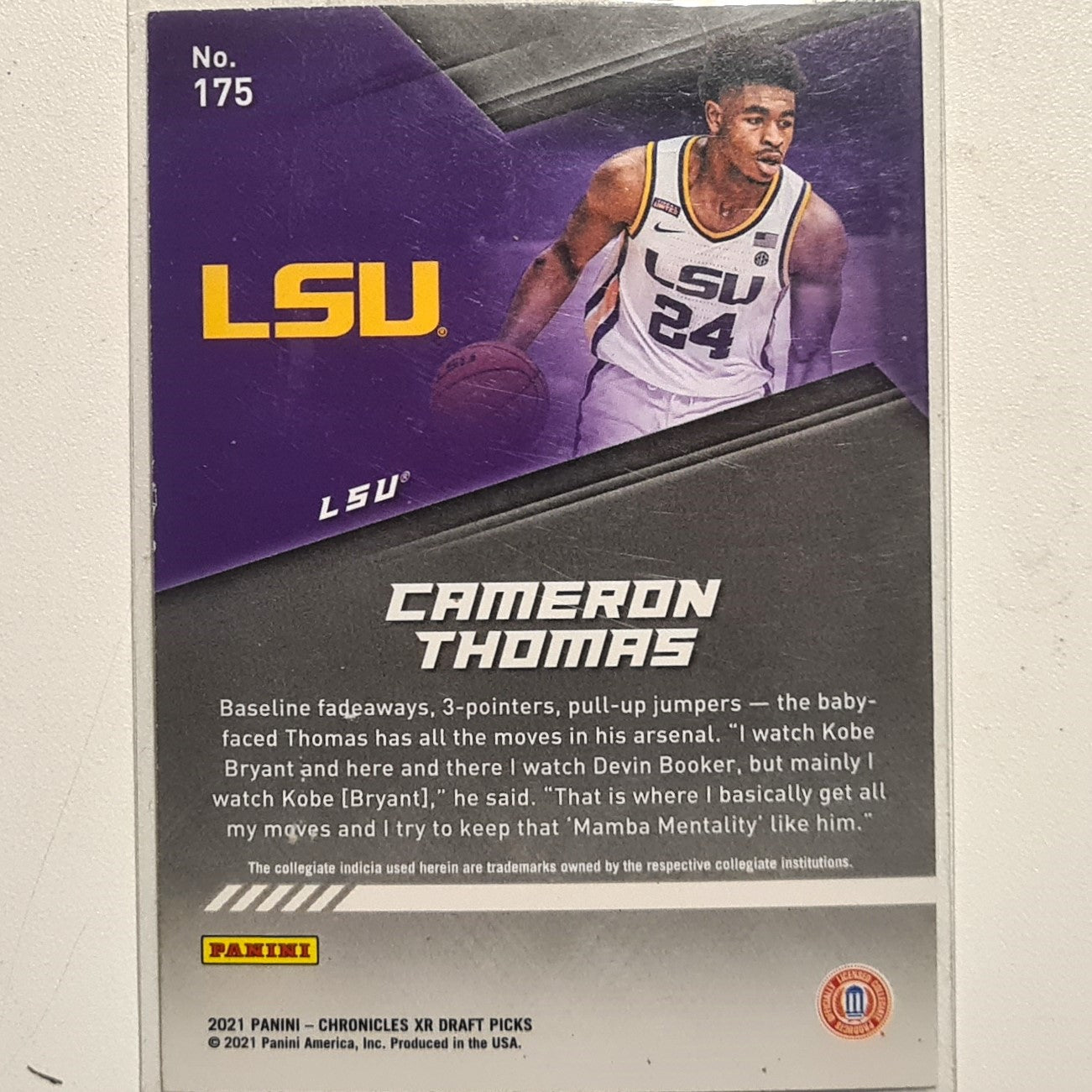 Cameron Thomas 2021 Panini Chronicles XR Draft picks Rookie RC #175 NBA Basketball LSU/Brooklyn Nets excellent Sleeved