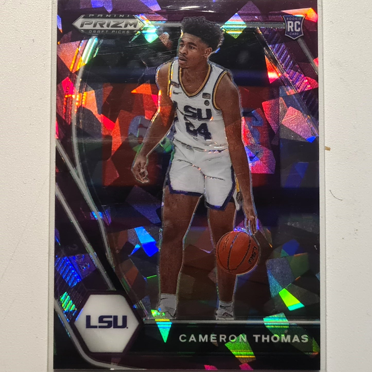 Cameron Thomas 2021 Panini Prizm Draft Picks Rookie RC pink cracked ice numbered 059/149  #18 NBA Basketball LSU/Brooklyn Nets excellent Sleeved