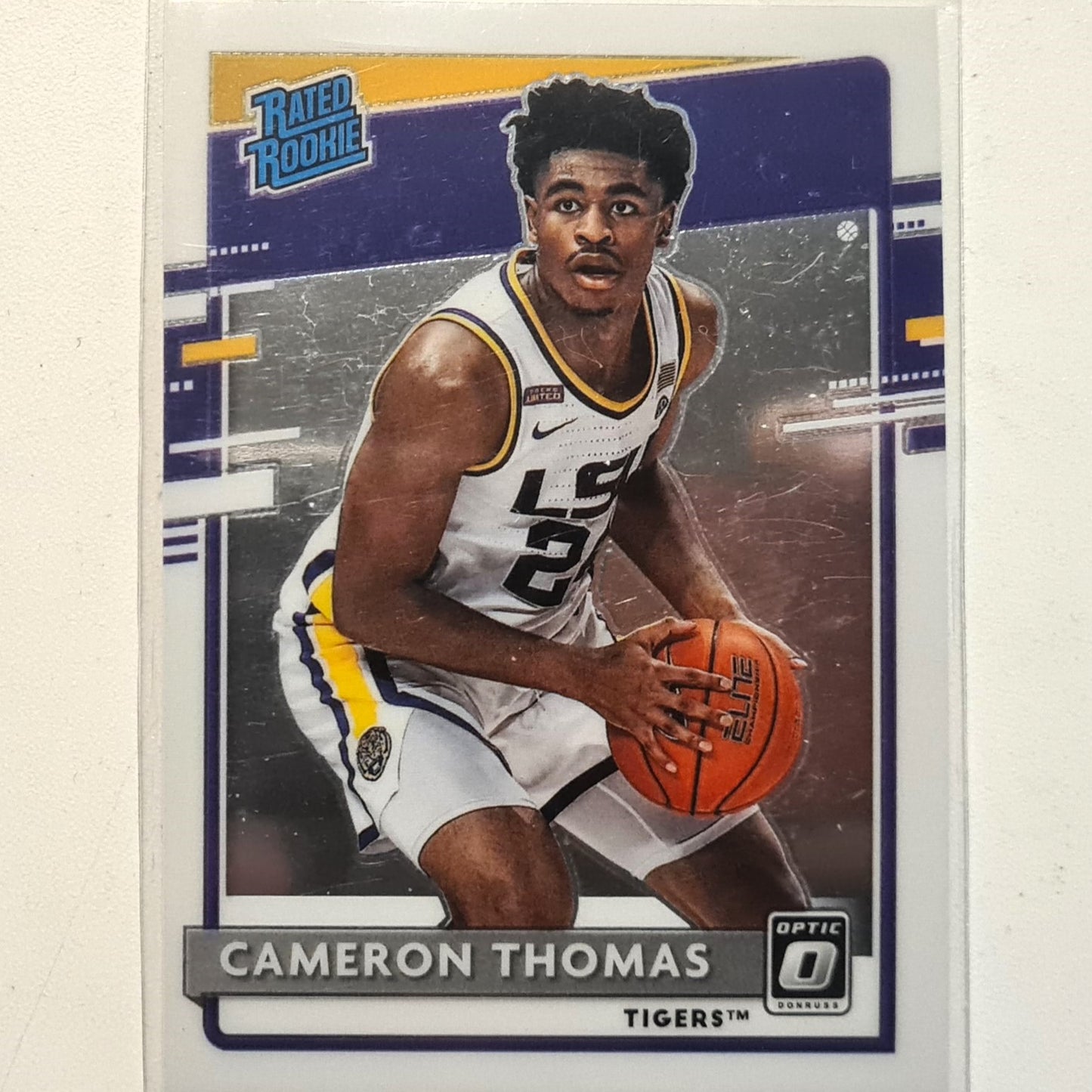 Cameron Thomas 2021 Panini Chronicles Donruss optic Rated Rookie RC #215 NBA Basketball LSU/Brooklyn Nets excellent Sleeved