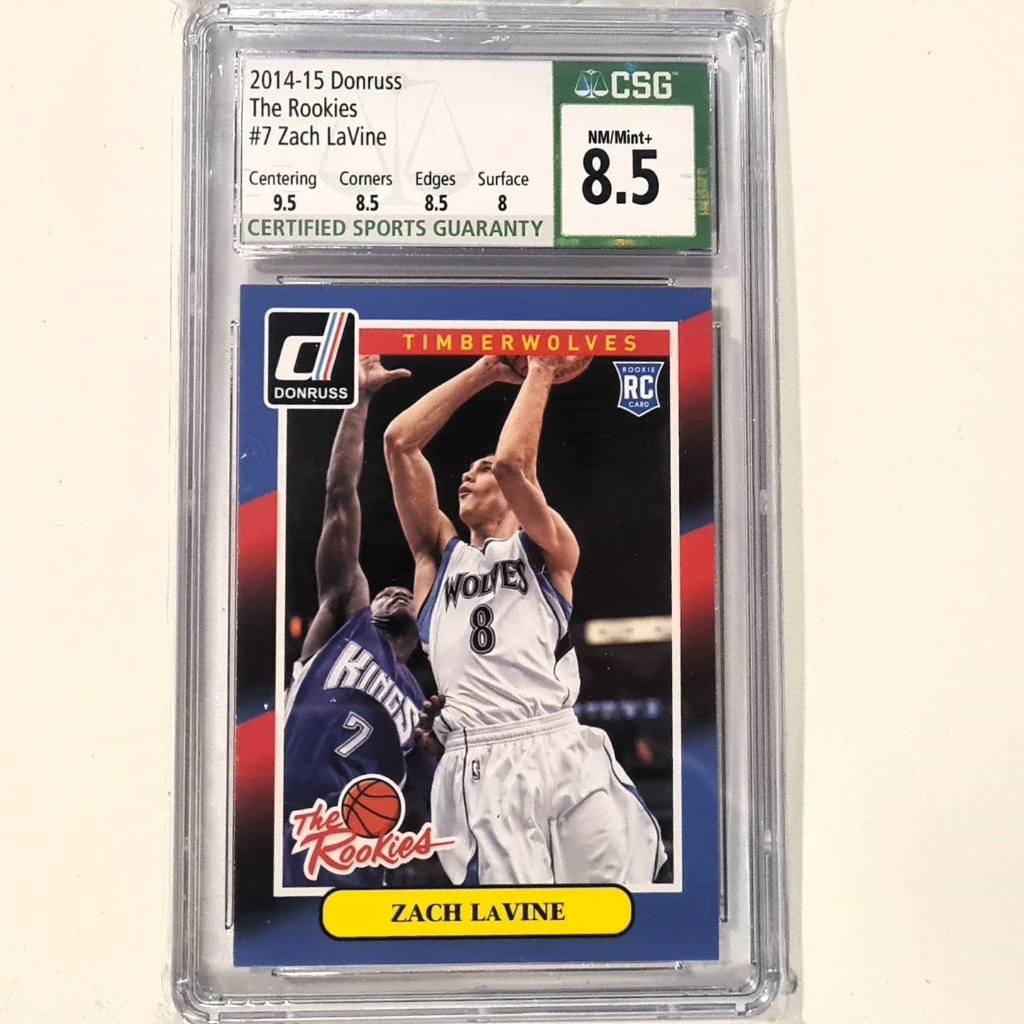 Zach LaVine 2014-15 Panini Donruss The Rookies  Rookie RC #7 NBA Basketball Minnesota Timberwolves CSG Graded 8.5 nm/mint/mint+ slabbed Graded