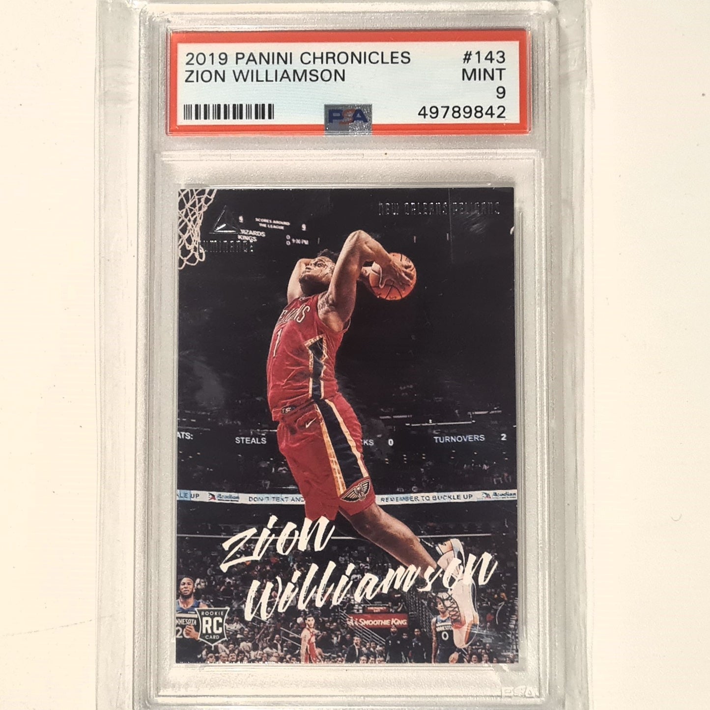 Zion Williamson 2019-20 Panini Chronicles Luminance Rookie RC #143 NBA Basketball New Orleans Pelicans PSA 9 mint grades slab