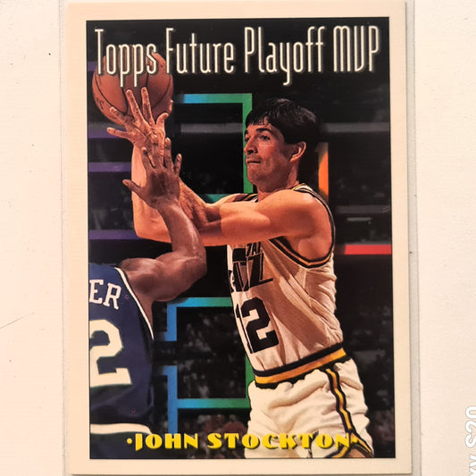John Stockton 1994 Topps future playoff MVP #201 NBA Basketball Utah Jazz Excellent Sleeved