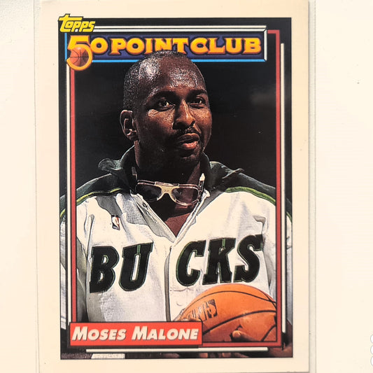 Moses Malone 1993 Topps 50 point club #208 NBA Basketball Milwaukee Bucks Excellent Sleeved