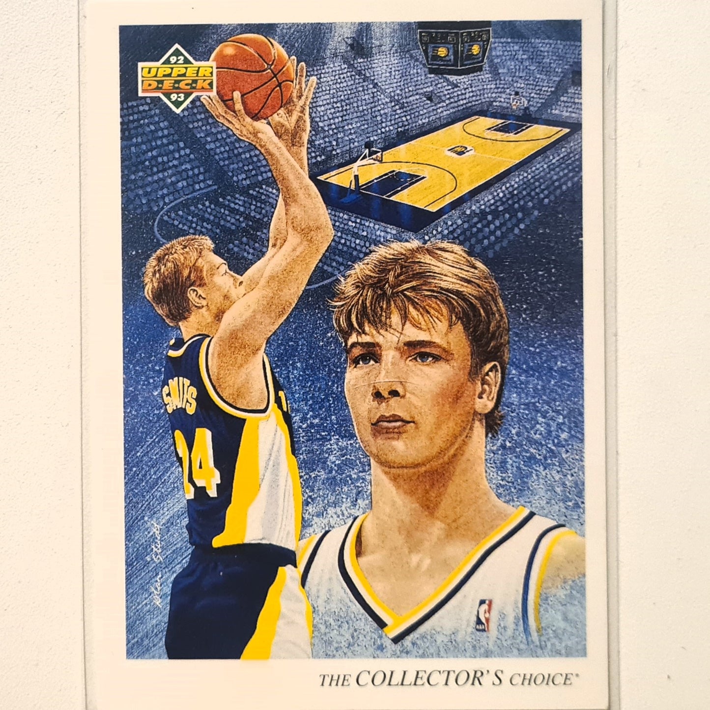 Rik Smits 1992 Upper-Deck Alan Studt illustrated artwork #52 NBA Basketball Indiana Pacers Excellent Sleeved
