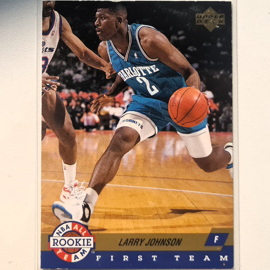 Larry Johnson 1992 Upper-Deck ALL NBA First team rookie  AR1 NBA Basketball Charlotte Hornets poor/fair Sleeved