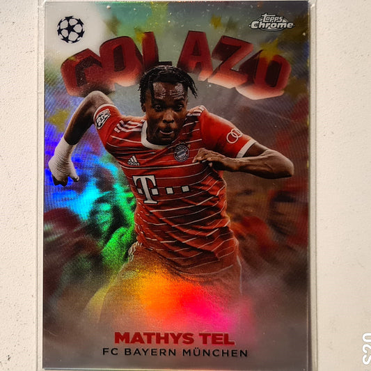 Mathys Tel 2023 Toops Chrome Champions league Golazo refractor insert G-15 Soccer football FC Bayern Munich Excellent Sleeved