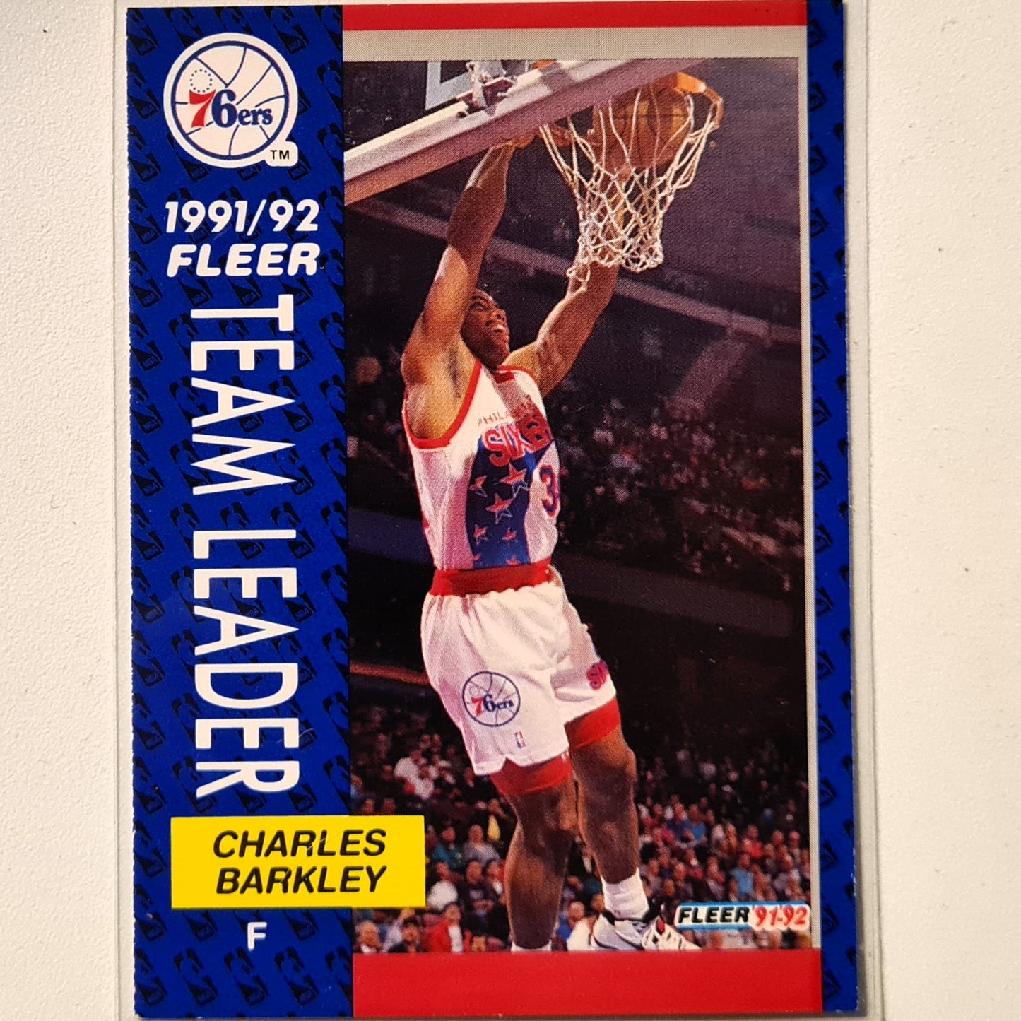 Charles Barkley 1992 Fleer 91-92 Team Leader #391 NBA Basketball Philadelphia 76ers good/very good Sleeved