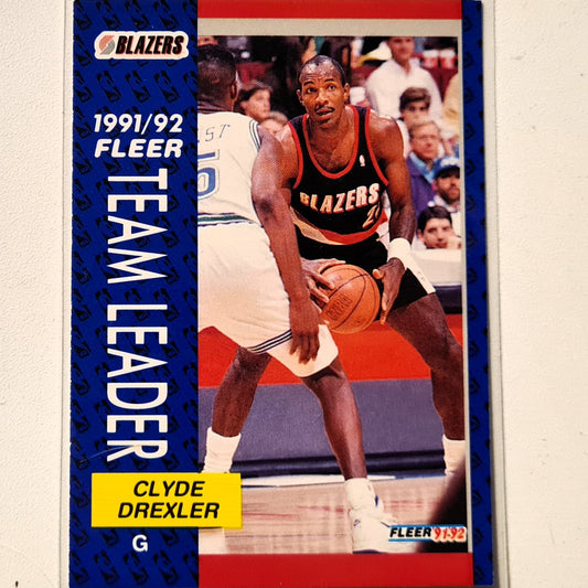 Clyde Drexler 1992 Fleer 91-92 Team Leader #393 NBA Basketball Portland Trail Blazers good/very good Sleeved