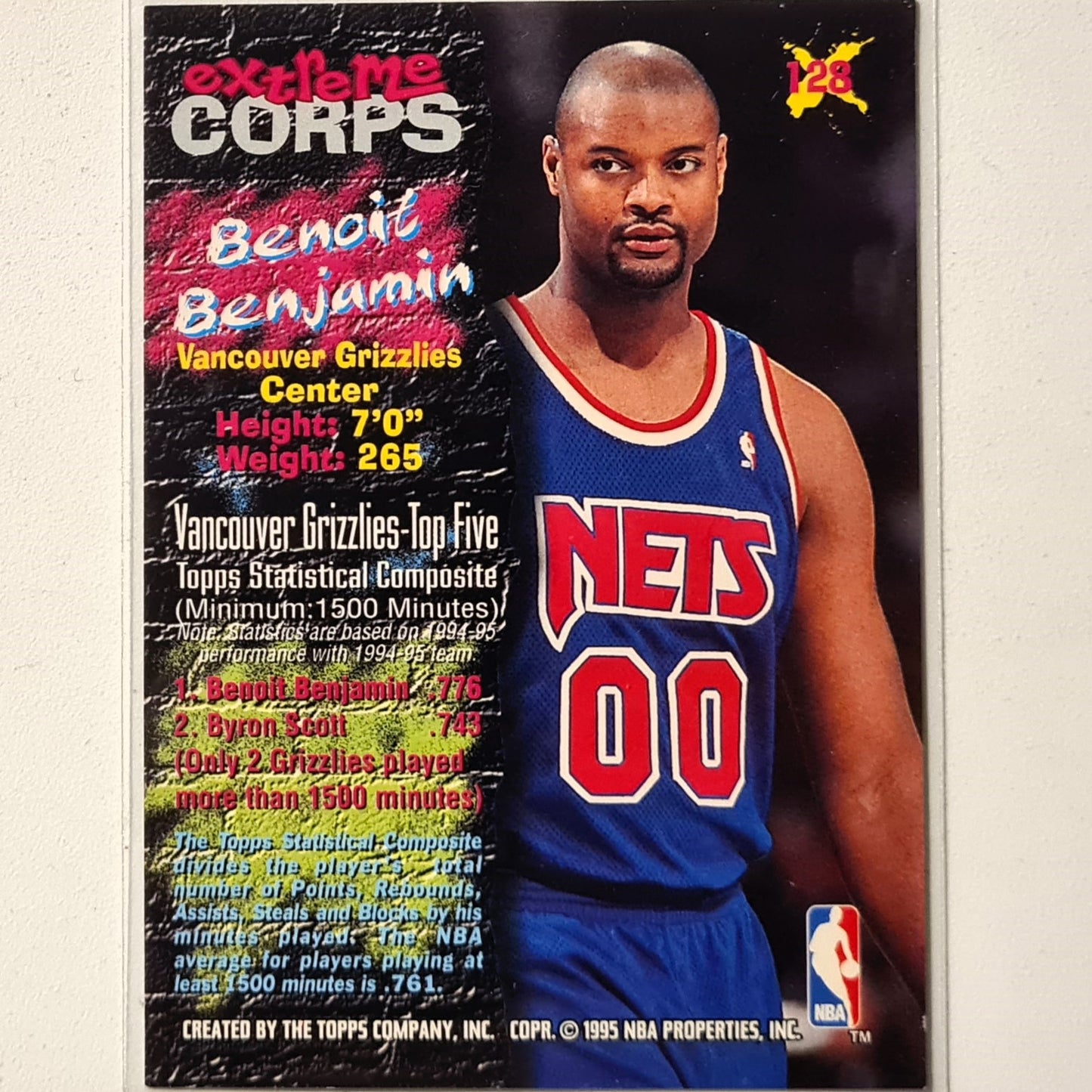 Benoit Benjamin 1995 Topps Stadium Club Extreme Corps #128 NBA Basketball New Jersey Nets very good sleeved