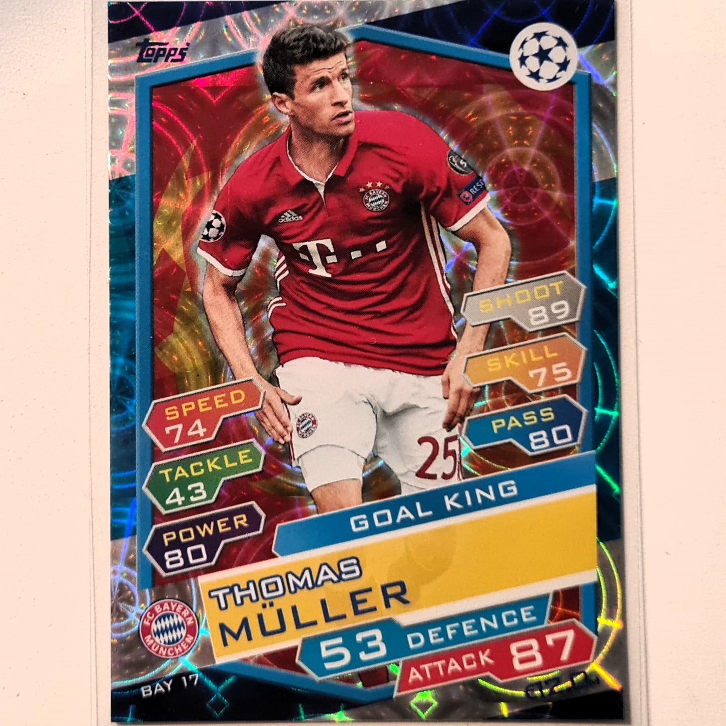 Thomas Muller 2016-17 Topps Match Attax Goal Machine Bay 17  Soccer Football Bayern Munich Excellent Sleeved