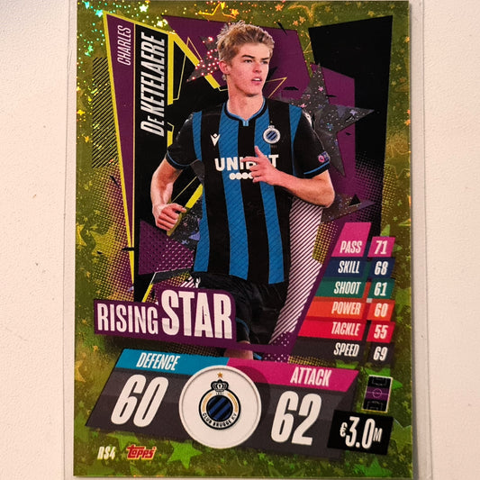 Charles DeKetelaere 2020-21 Topps Match Attax rising star Rookie RC RS4 Soccer Football Club Brugge Very good/Excellent Sleeved