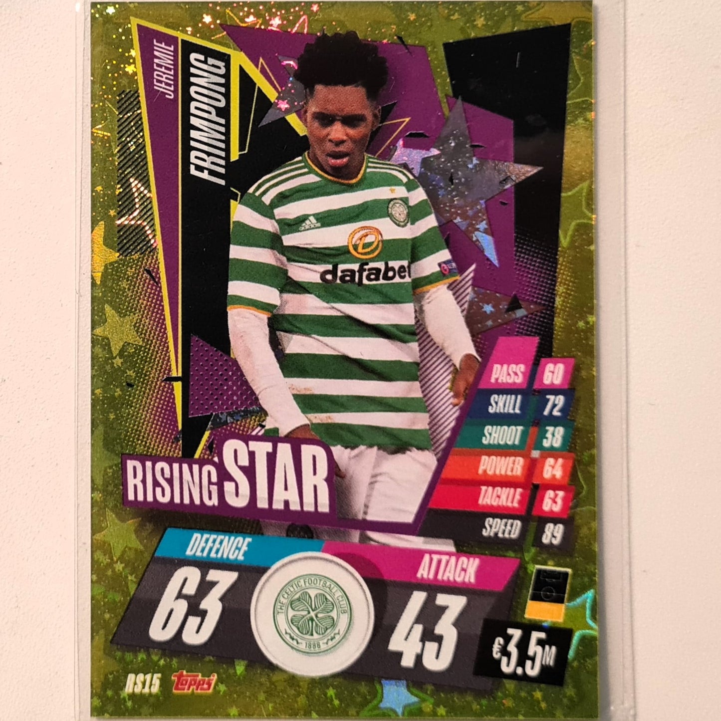 Jeremie Frimpong 2020-21 Topps Match Attax rising star RS15 Soccer Football Celtic Very good/Excellent Sleeved