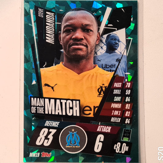 Steve Mandanda 2020-21 Topps Match Attax Man of the match MM19 Soccer Football MARSEILLE Very good Sleeved