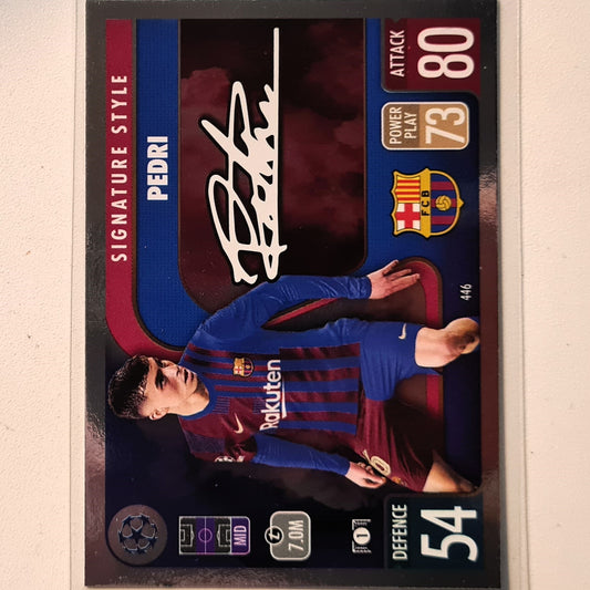 Pedri 2021-22 Topps Match Attax Signature Style #446 Soccer Football Barcelona Excellent Sleeved