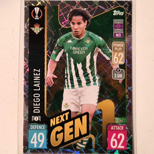 Diego Lainez 2021-22 Topps Match  Attax Next Gen Holo #287 Soccer Football Real Betis Excellent Sleeved