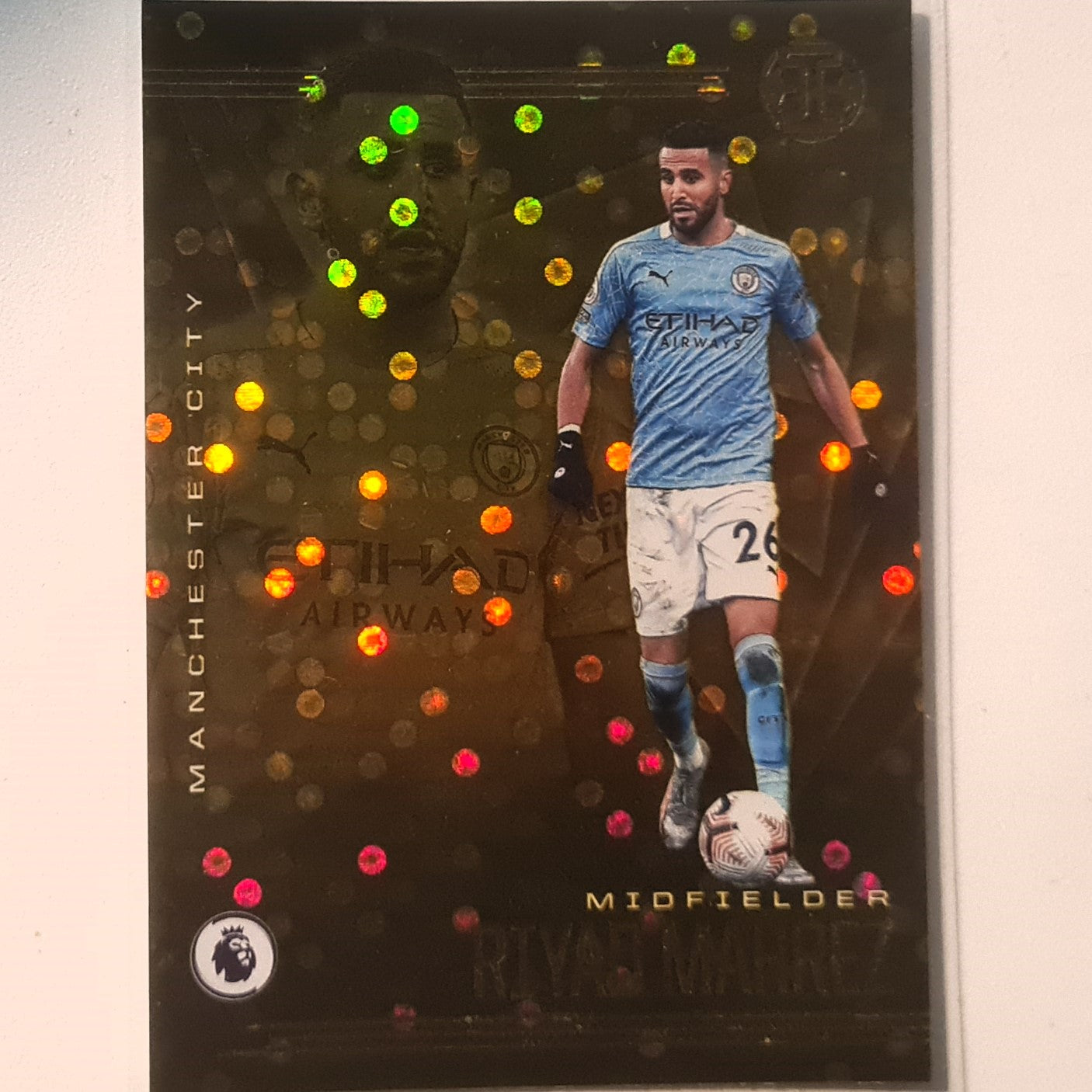 Riyad Mahrez 2020-21 Panini Illusions Gold Circles rare #17 Soccer Football Manchester City Excellent Sleeved