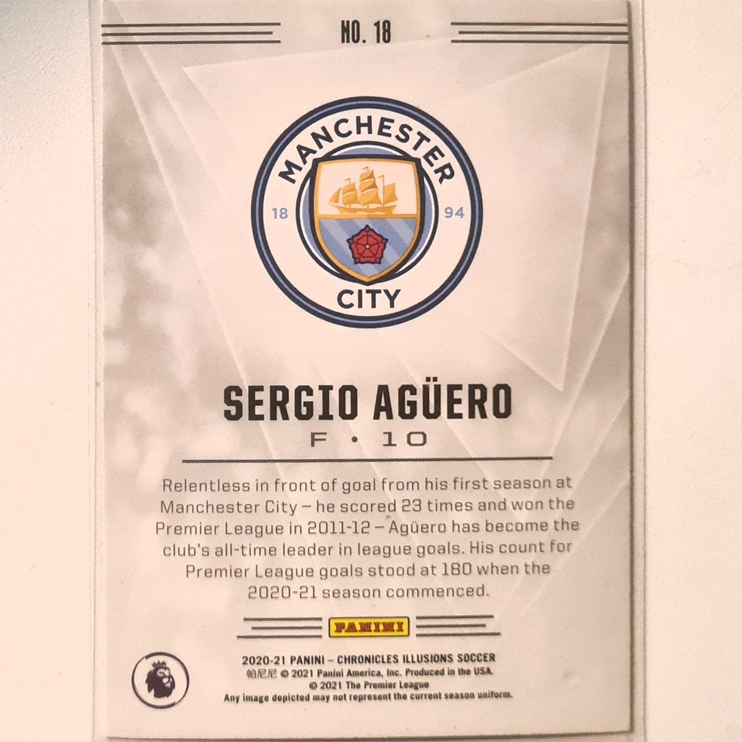 Sergio Aguero 2020-21 Panini Illusions Gold Circles rare #18 Soccer Football Manchester City Excellent Sleeved