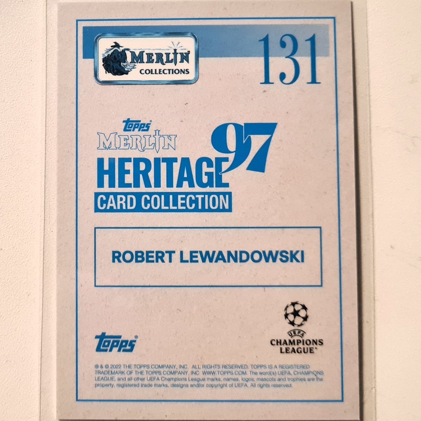 Robert Lewandowski 2022 Topps merlin heritage 97 cracked ice #131 Soccer Football Bayern Munich Excellent sleeved