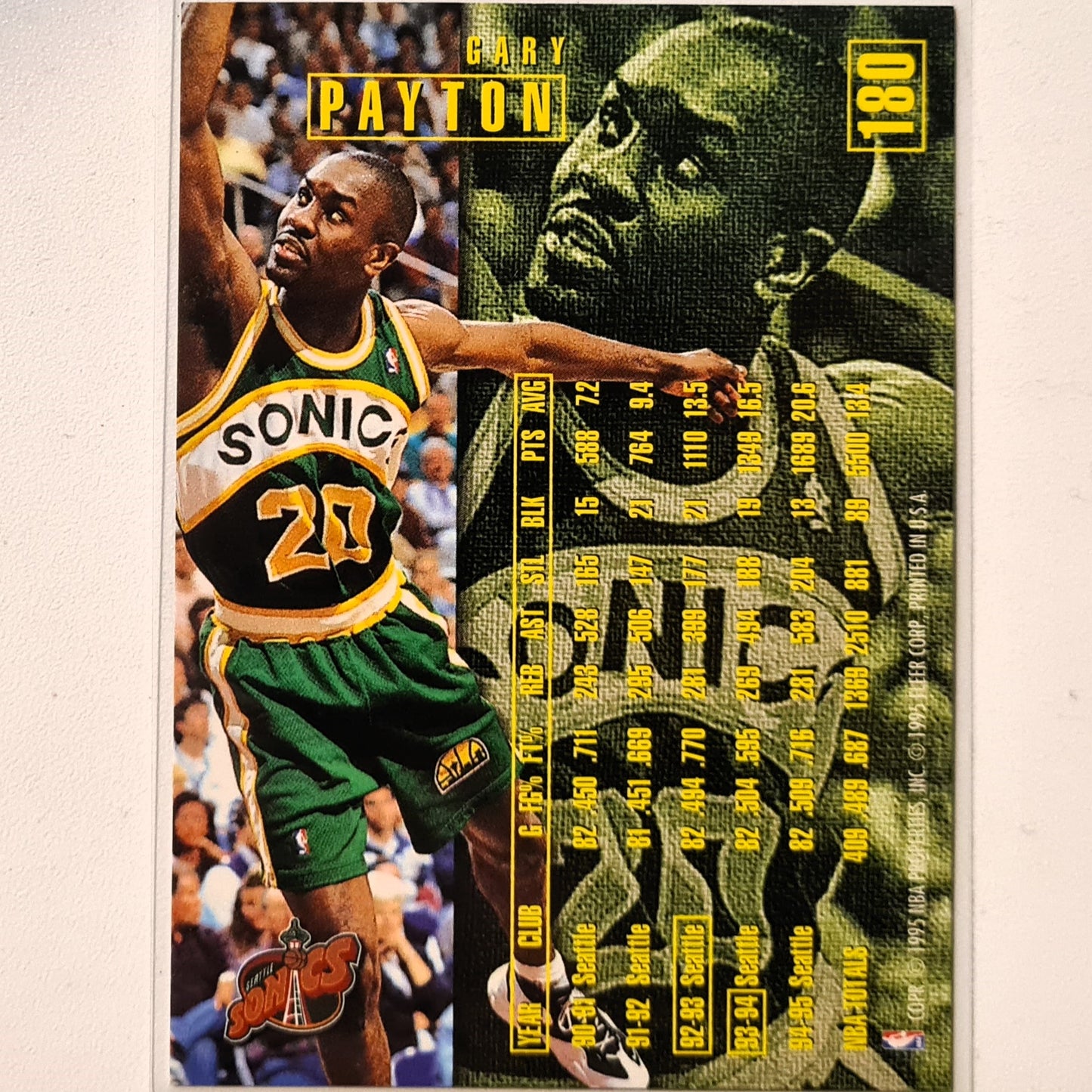 Gary Payton 1995 Fleer 95-96 #180 NBA Basketball Seattle Super Sonics very good Sleeved